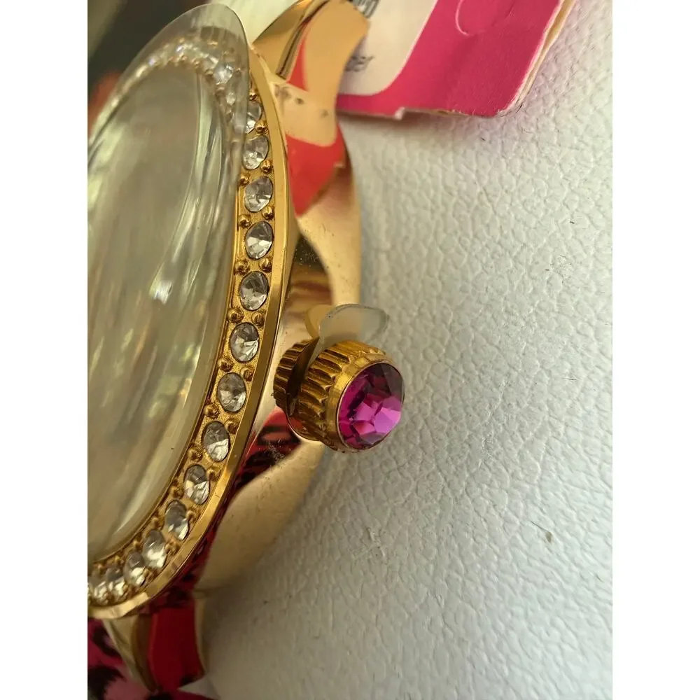 Betsey Johnson Winged Heart Women’s Wrist Watch Pearl tone  Sparkle Trim NIB